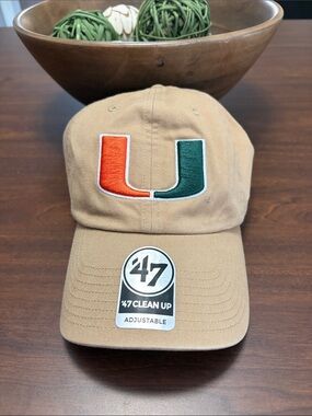 47 clean up adjustable Tan Cap with Orange & Green 'U' Patch